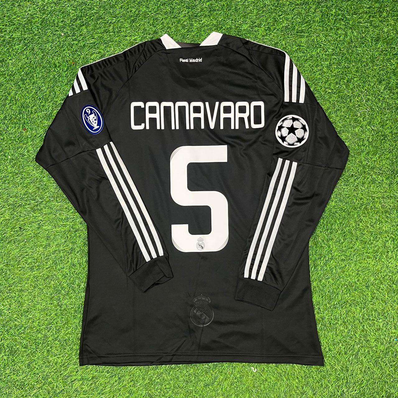 Fabio Cannavaro 2009 Long Sleeve Black Jersey Soccer Shirt Trikot