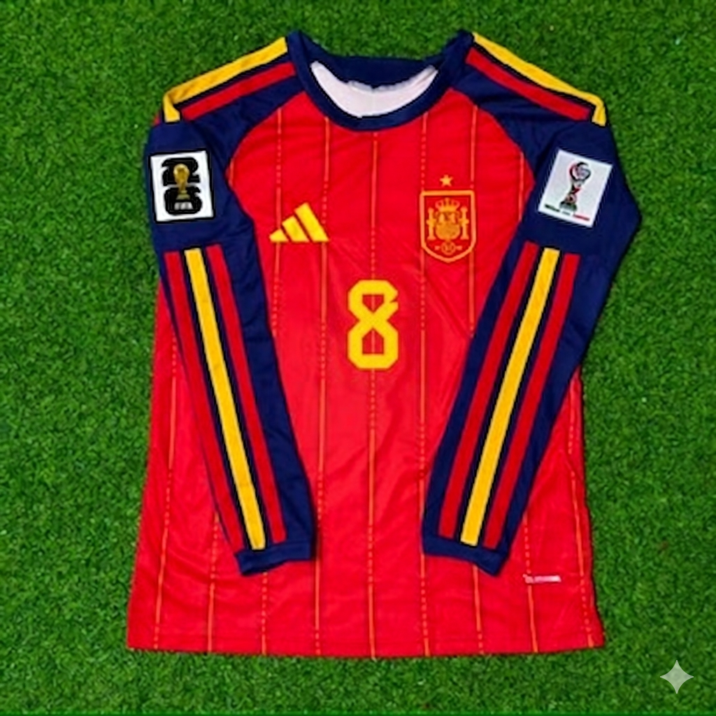 FabiƔn Ruiz PeƱa #8 Spain 2026 World Cup Home Long Sleeve Jersey Trikot Maillot