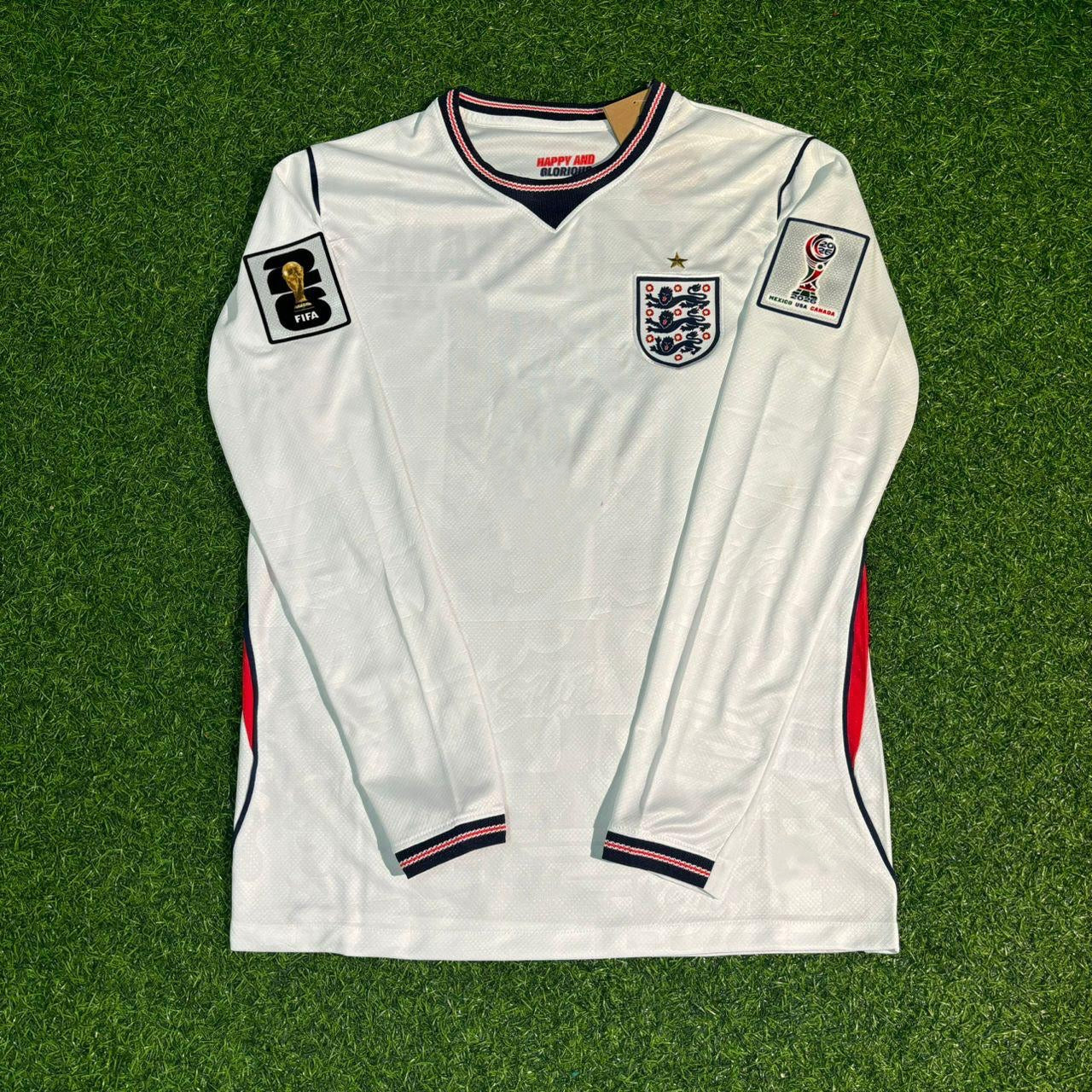 Eberechi Eze #19 England 2026 World Cup Home White Long Sleeve Jersey
