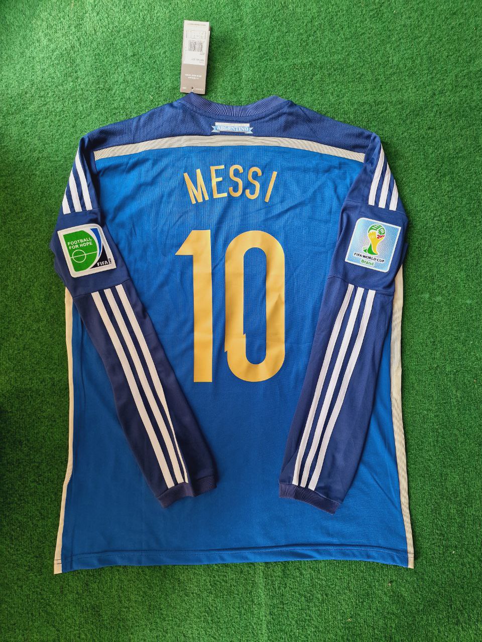 Lionel Messi Argentina 2014 World Cup Long Sleeve Retro Jersey
