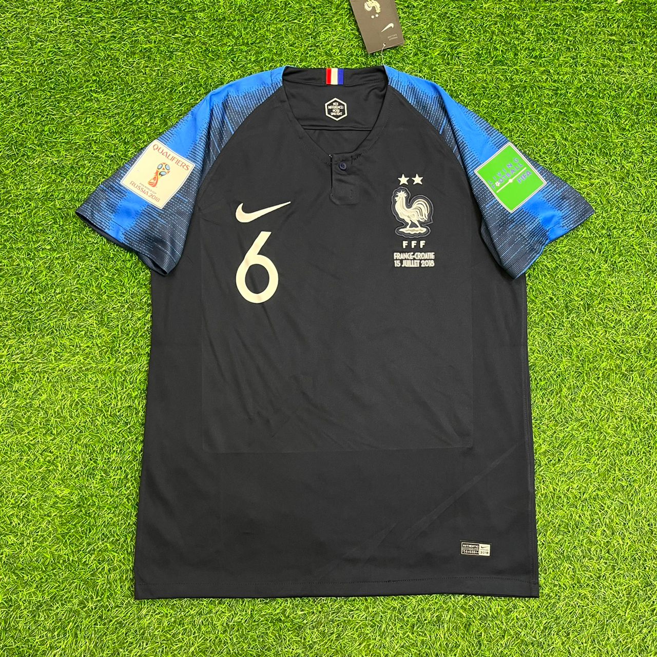 Paul Pogba France 2018 World Cup Final Retro Jersey Maillot Trikot Soccer Shirt
