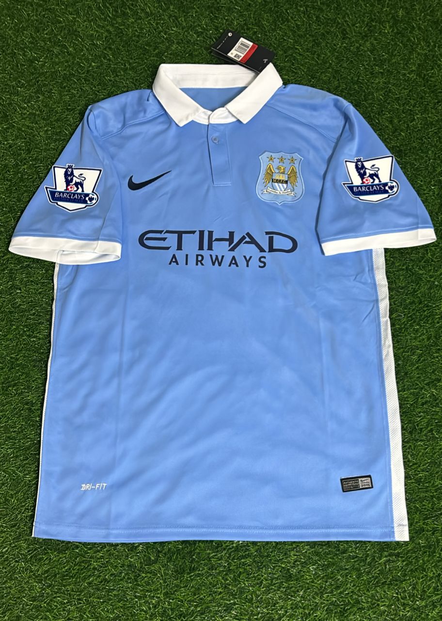 Sergio Kun Agüero 10 Manchester City 2015/16 Home Kit Blue Retro Jersey Trikot Jersey Maillot Soccer Shirt