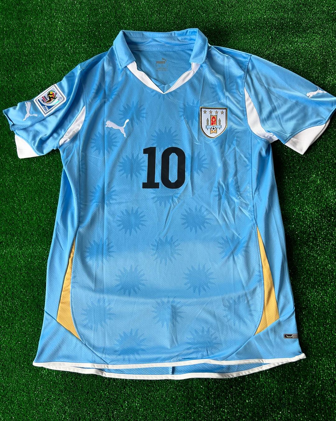Diego Forlán Uruguay 2010 Afrique du Sud Coupe du Monde Bleu Rétro Maillot