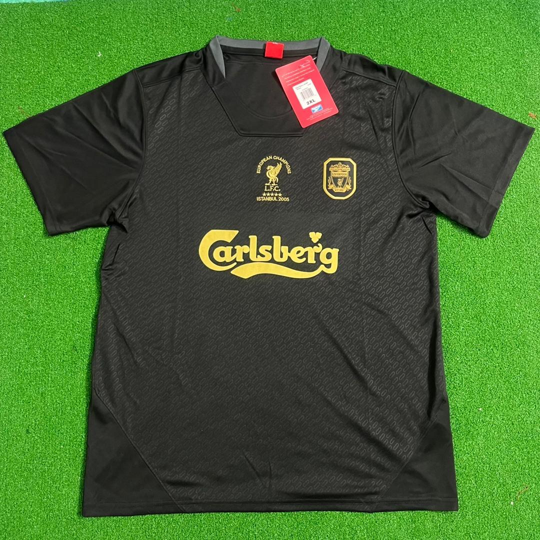Steven Gerrard – Liverpool 2005 Final Black Retro Jersey Trikot Soccer Shirt