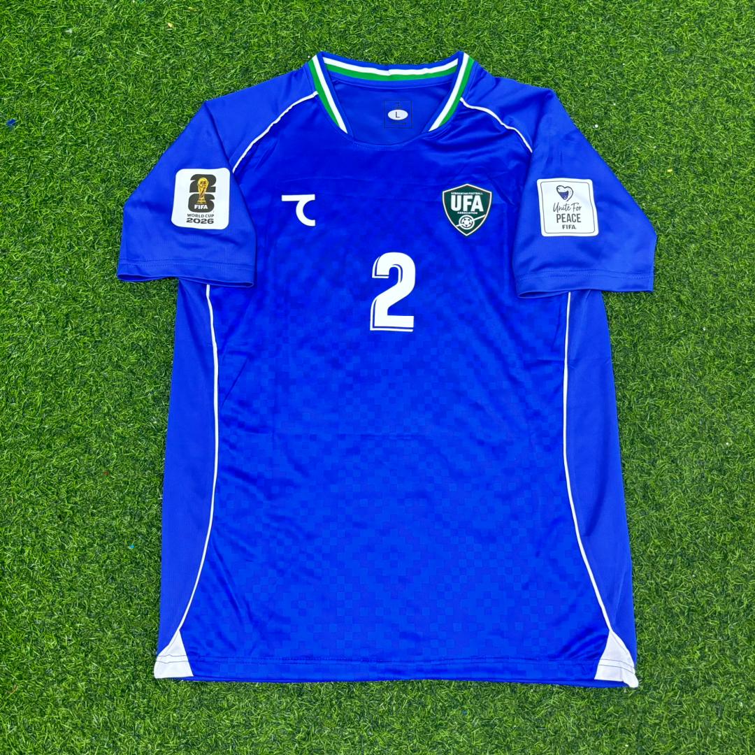 Abdukodir Khusanov Uzbekistan 2026 World Cup Home Blue Football Jersey