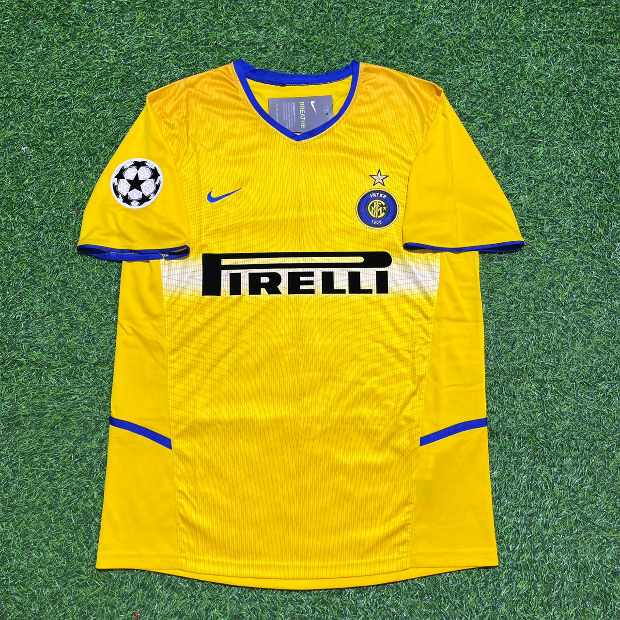 Adriano Inter Milan 2002-2003 Yellow Retro Football Jersey
