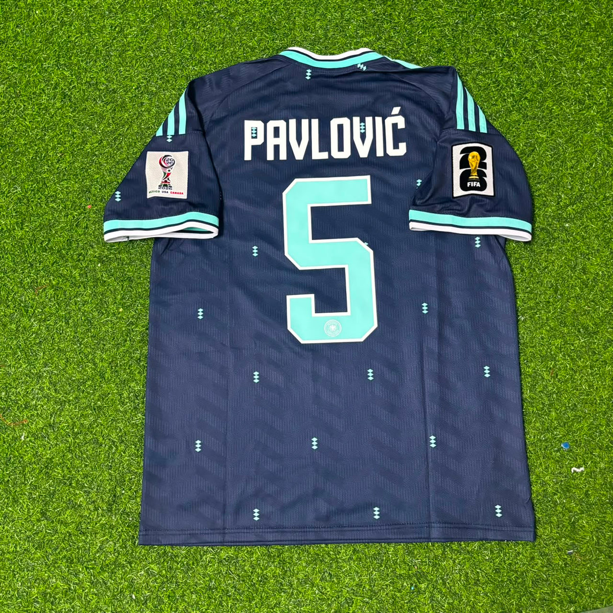 Aleksandar Pavlović #5 Germany 2026 World Cup Away Blue Football Jersey