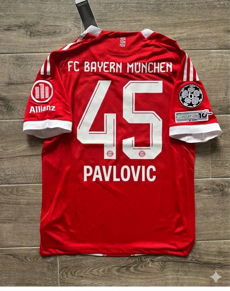 Aleksandar Pavlović #45 Bayern Munich Home New Season Football Jersey Kit
