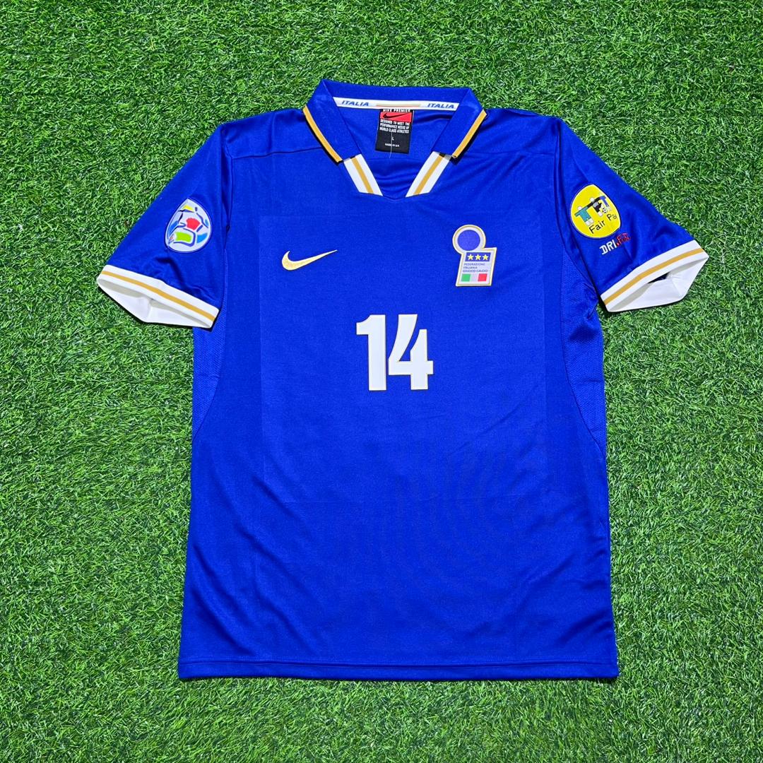 Alessandro Del Piero #14 Italy EURO 1996 Blue Retro Soccer Kit Jersey Trikot Maglia Shirt