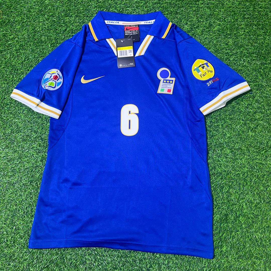 Alessandro Nesta Italy EURO 1996 Blue Retro Soccer Kit Jersey Trikot Maglia Camisate
