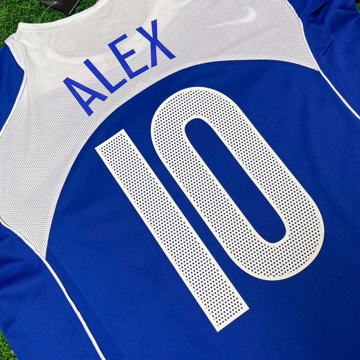 Alex de Souza Brazil 2004 Blue Retro Football Jersey Kit