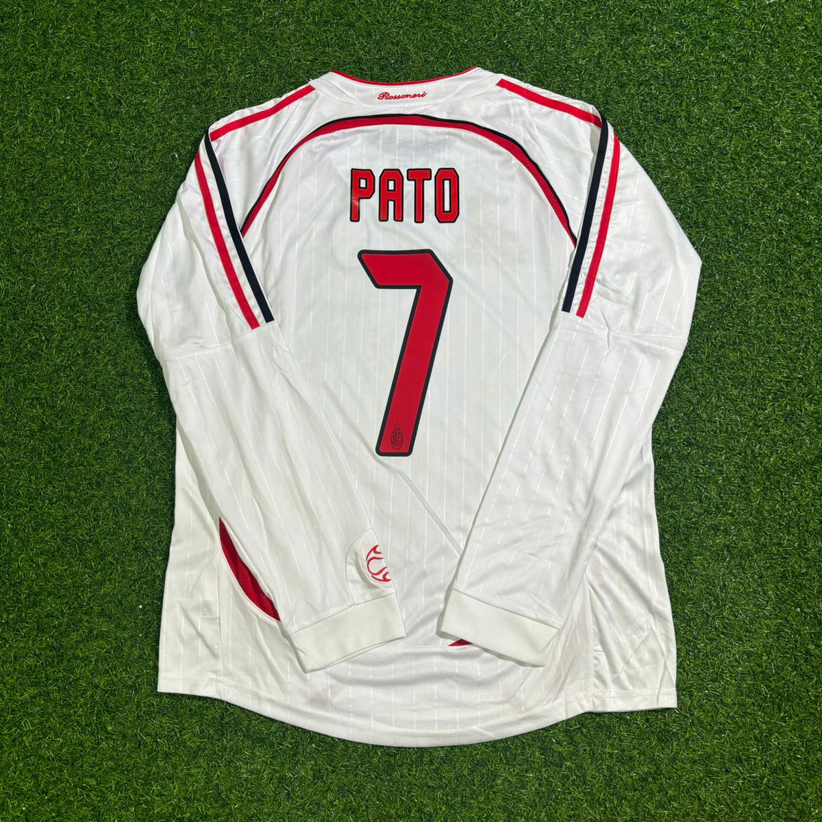 Alexandre Pato #7 AC Milan Away White Long Sleeve Retro Jersey