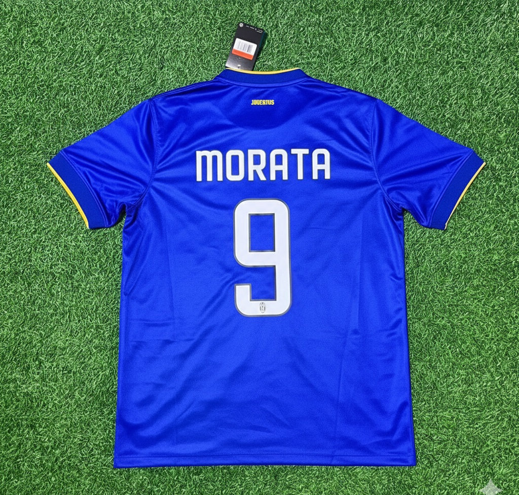 Maillot de football rétro bleu d'Alvaro Morata Juventus 2014/15