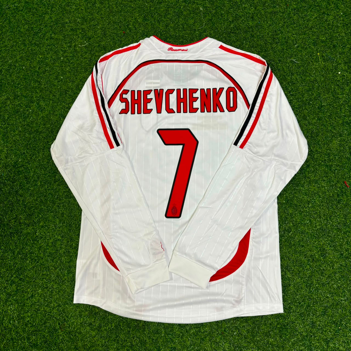 Andriy Shevchenko #7 AC Milan Away White Long Sleeve Retro Jersey
