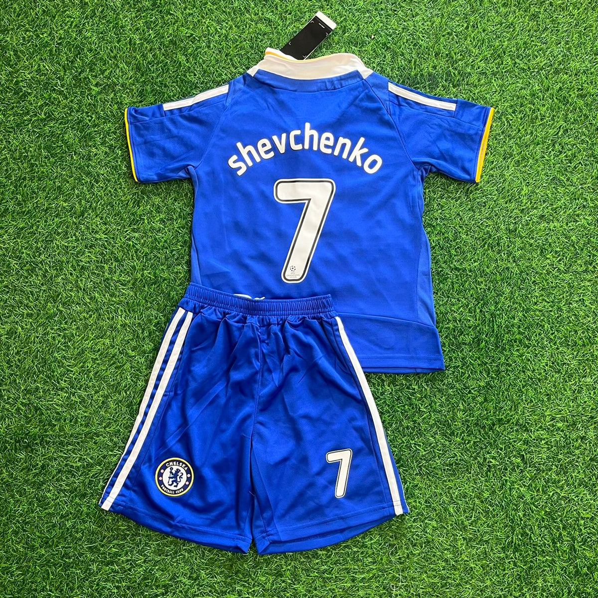 Andriy Shevchenko Chelsea 2008 Final Retro Kids Football Jersey Kit