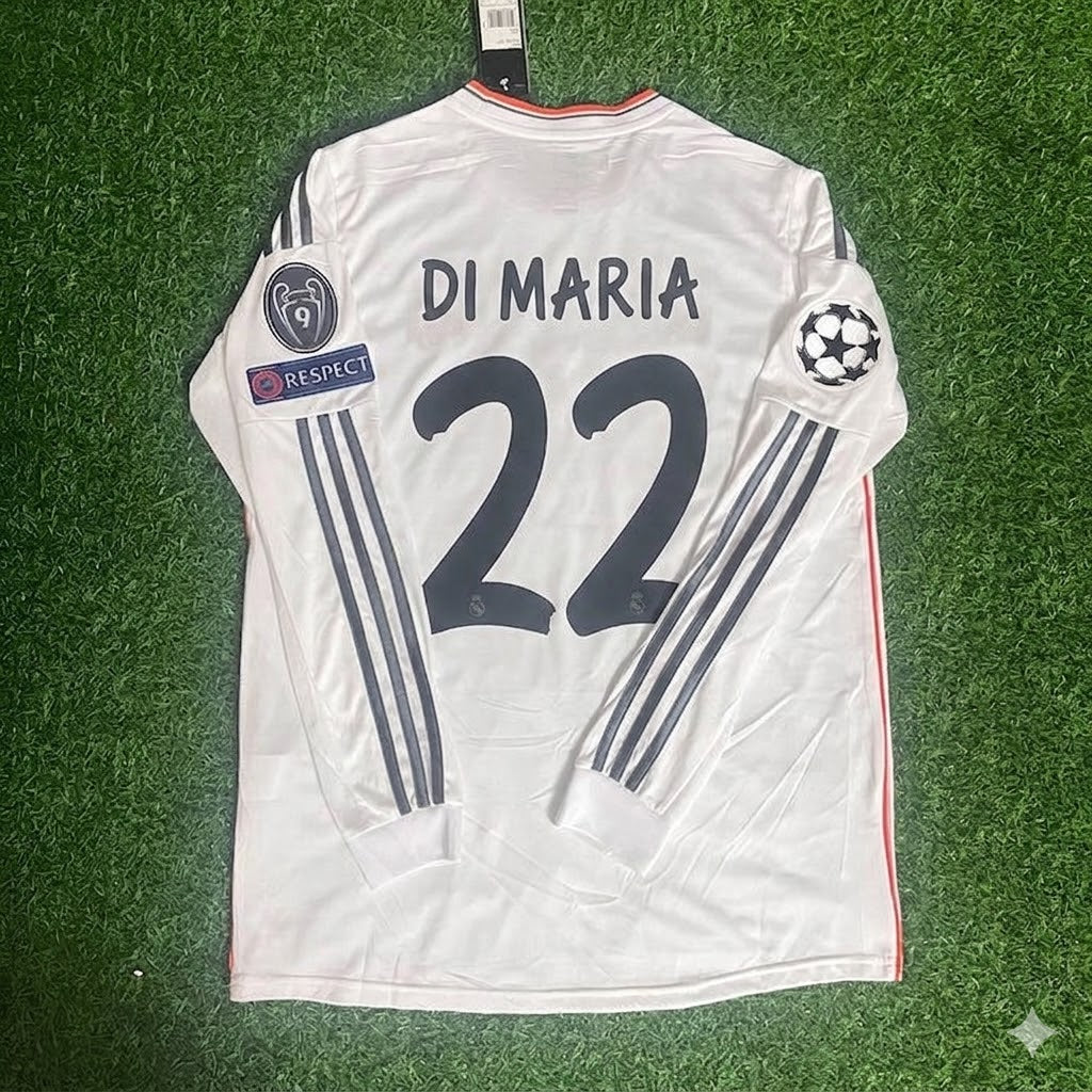 Angel Di Maria #22 Real 2014 Lisbon Final Long Sleeve Jersey Soccer Shirt