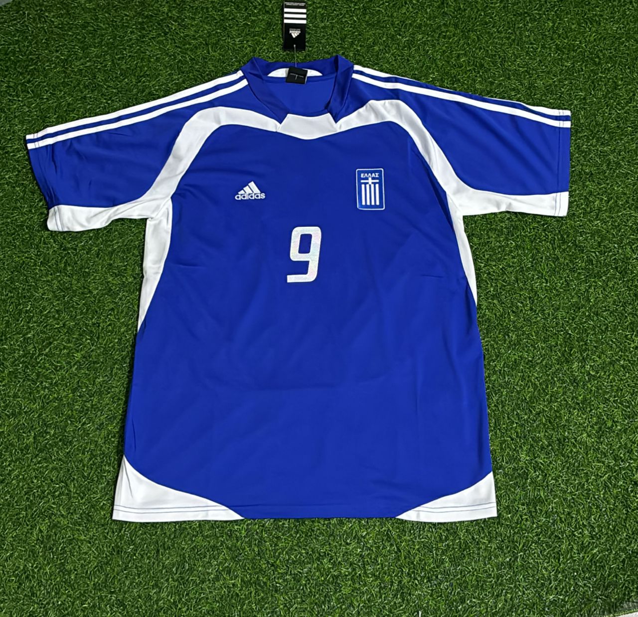 Angelos Charisteas Greece 2004 Euro Final Blue White Retro Home Football Jersey Kit