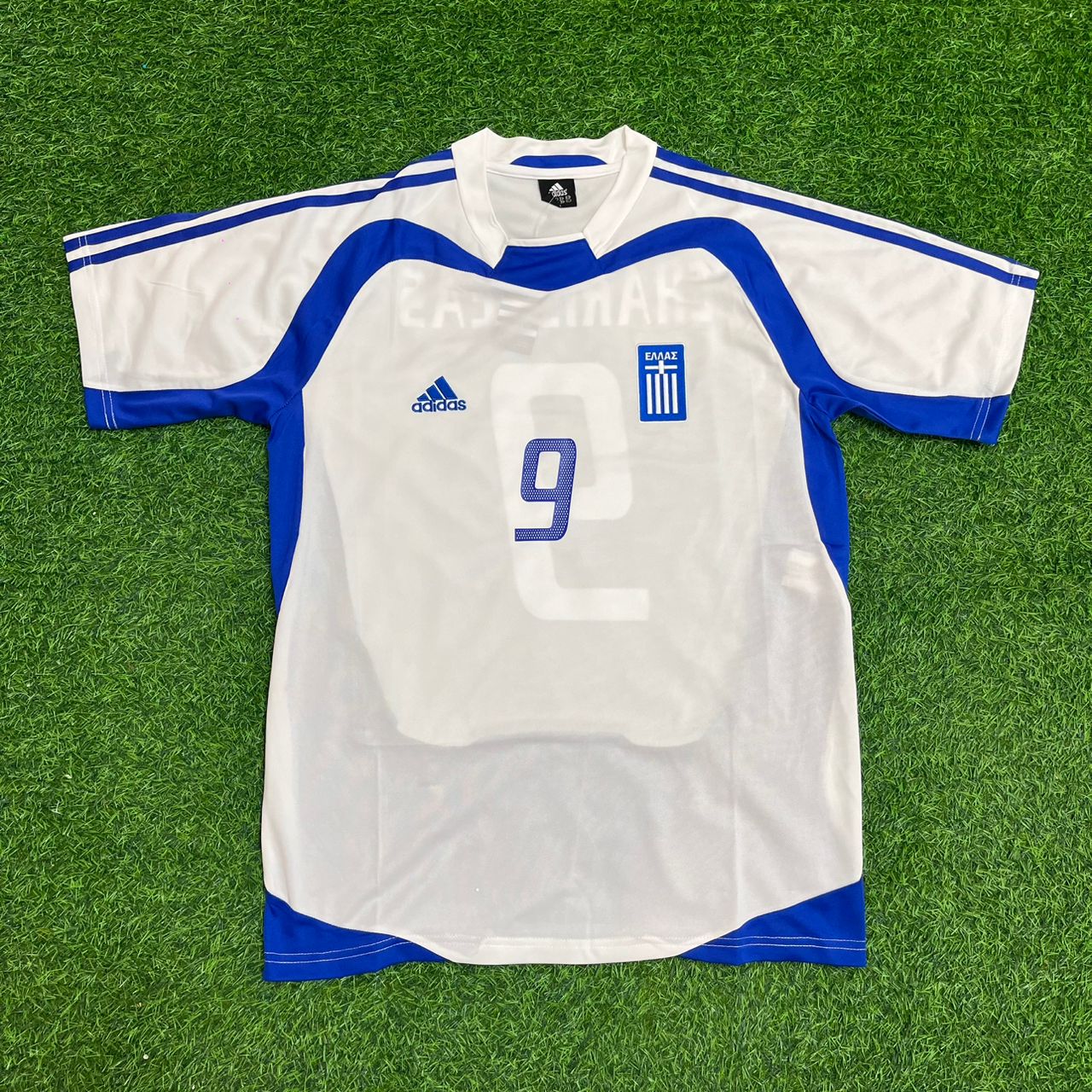 Angelos Charisteas Greece EURO 2004 Final White Retro Home Kit Jersey Soccer Shirt