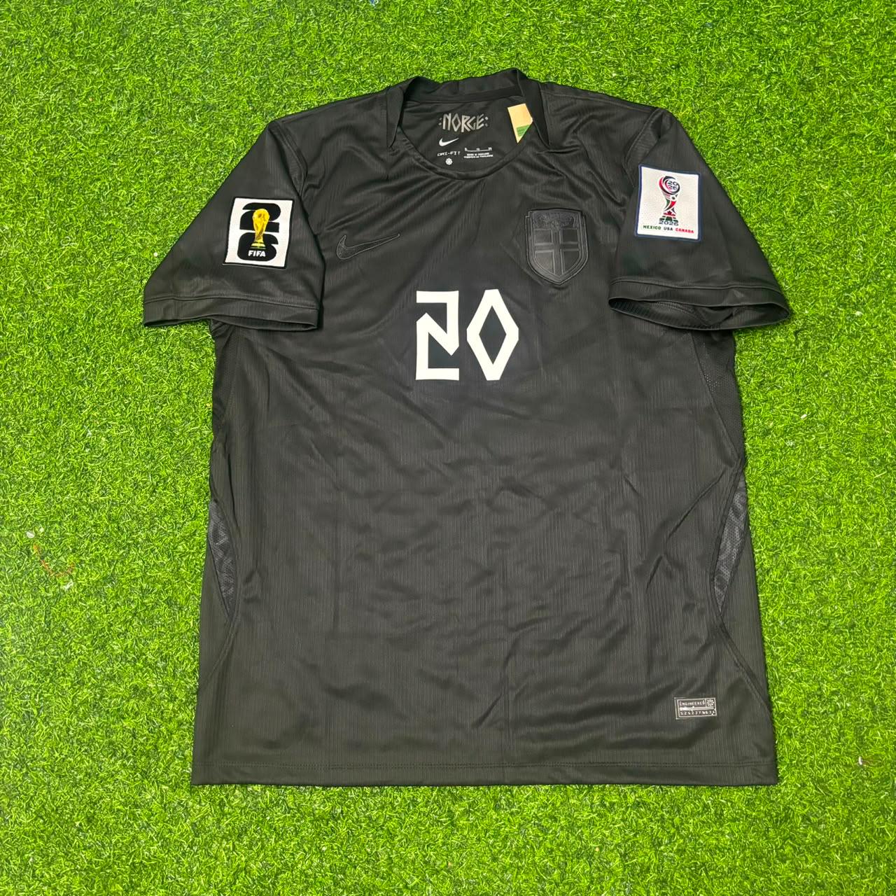 Antonio Nusa #20 Norwegen WM 2026 Schwarzes Auswärts-Fußballtrikot