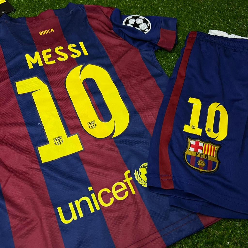 Lionel Messi Barcelona 14/15 Home Kids Kit â Kit Jersey for Children â | KinderTrikot | Maillot Enfant