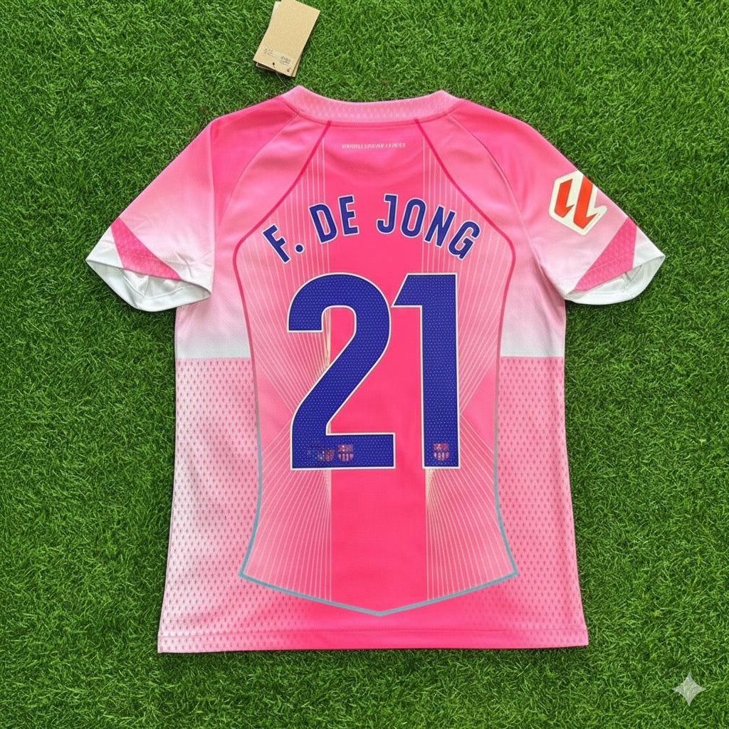 Frenkie de Jong Barcelona Home Pink New Season 2026 Jersey Trikot Maillot Soccer Shirt