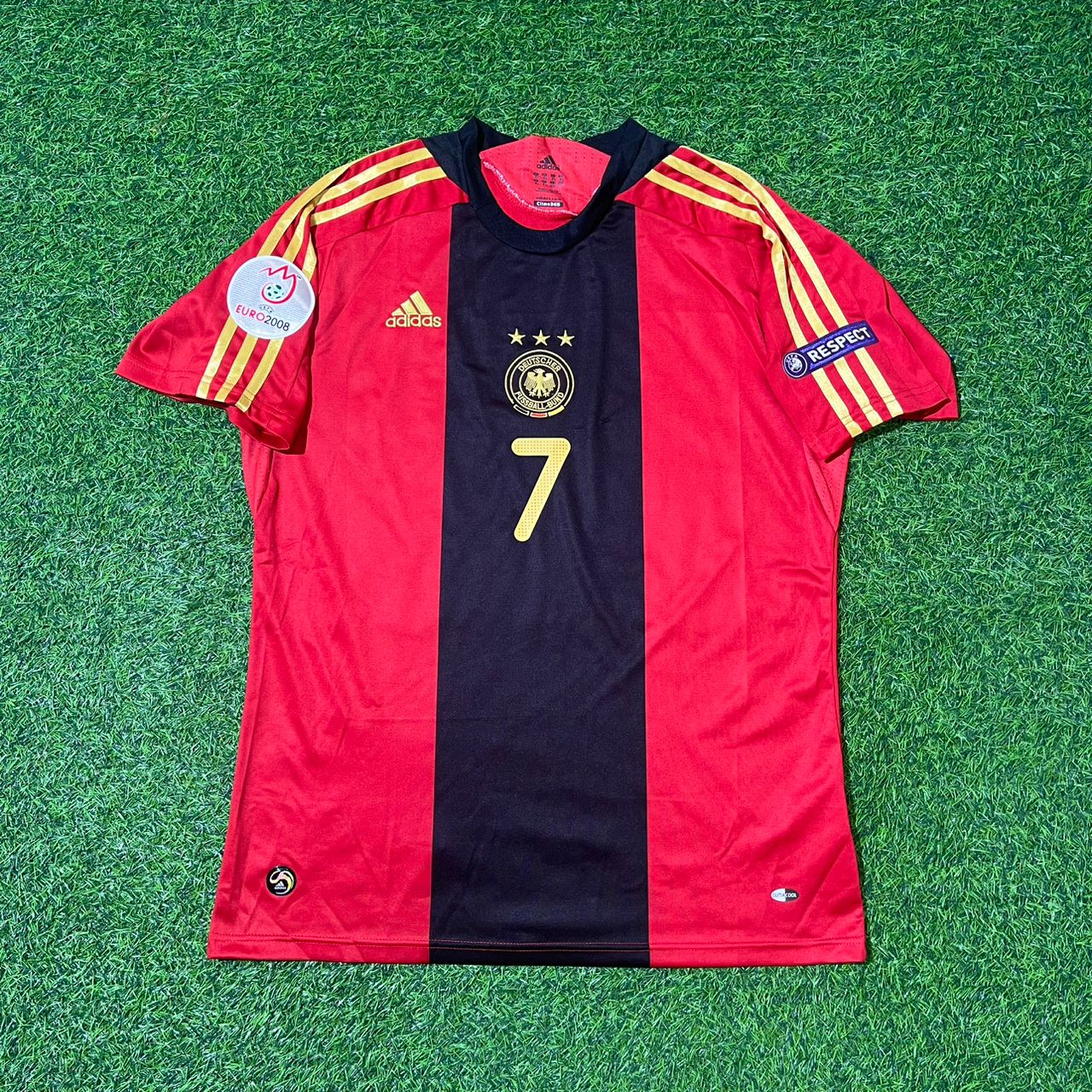 Bastian Schweinsteiger Deutschland EURO 2008 Auswärtstrikot Rot Retro Fußballtrikot