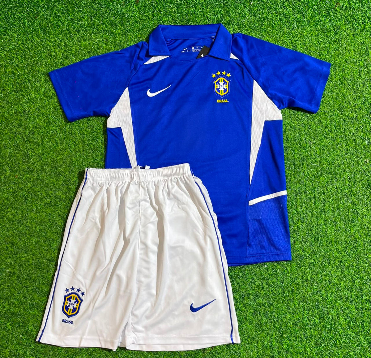 Rivaldo Brazil 2002 Away Kids Kit – Kit Jersey for Children – | KinderTrikot | Maillot Enfant Soccer Shirt