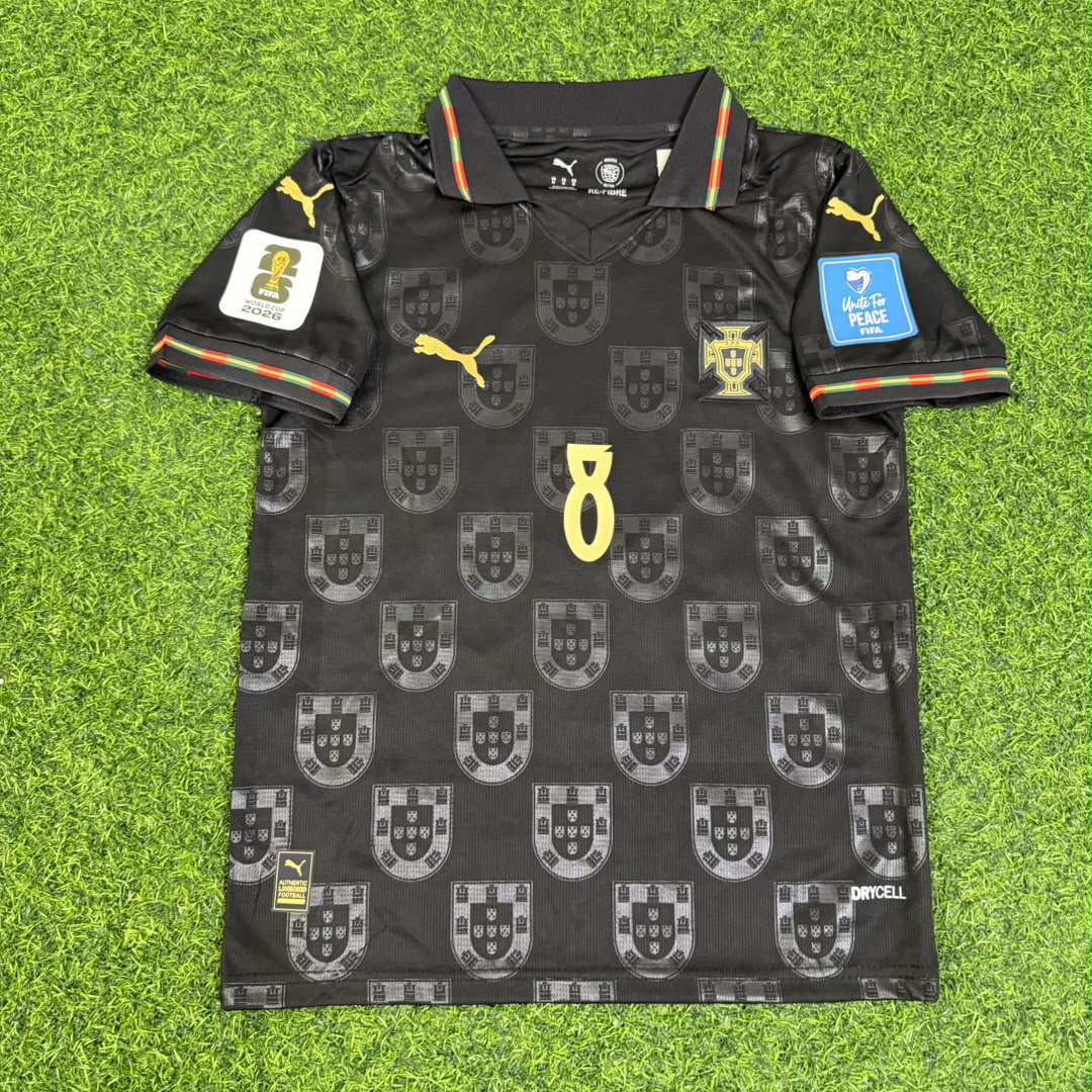 Bruno Fernandes Portugal 2026 World Cup Black Kids Football Jersey