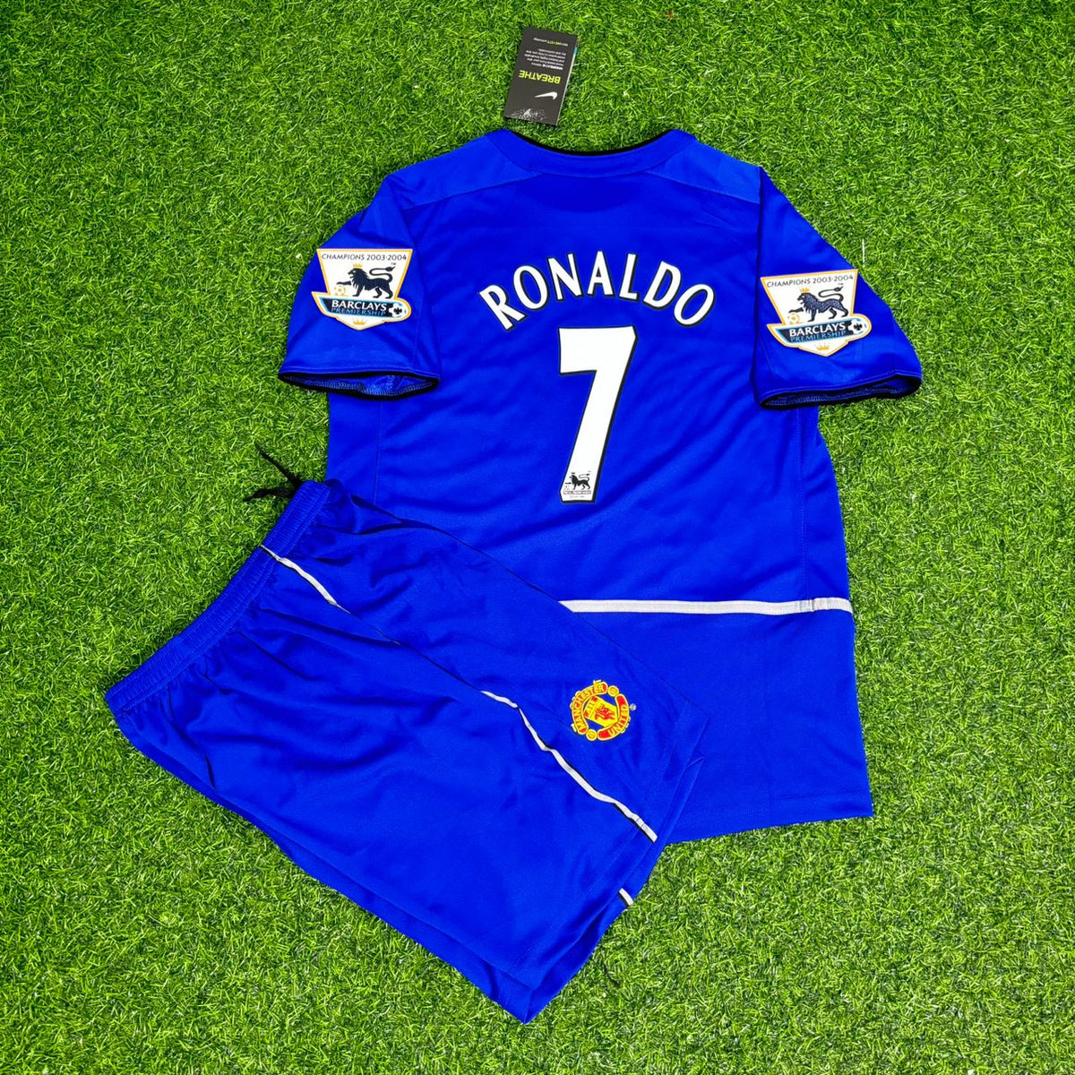 Cristiano Ronaldo Manchester United 2003 Blue Retro Kids Football Jersey