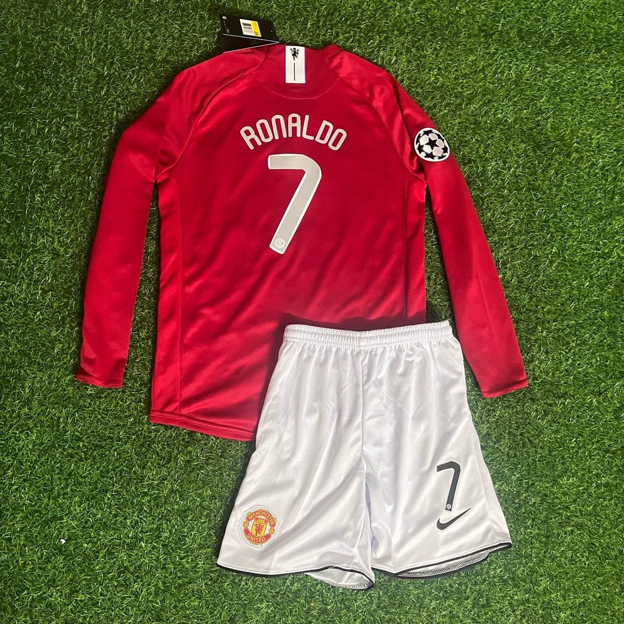 Cristiano Ronaldo 7 - Manchester United 2008 Final Red Long Sleeve Kit Jersey Trikot Maillot KinderTrikot Soccer Shirt