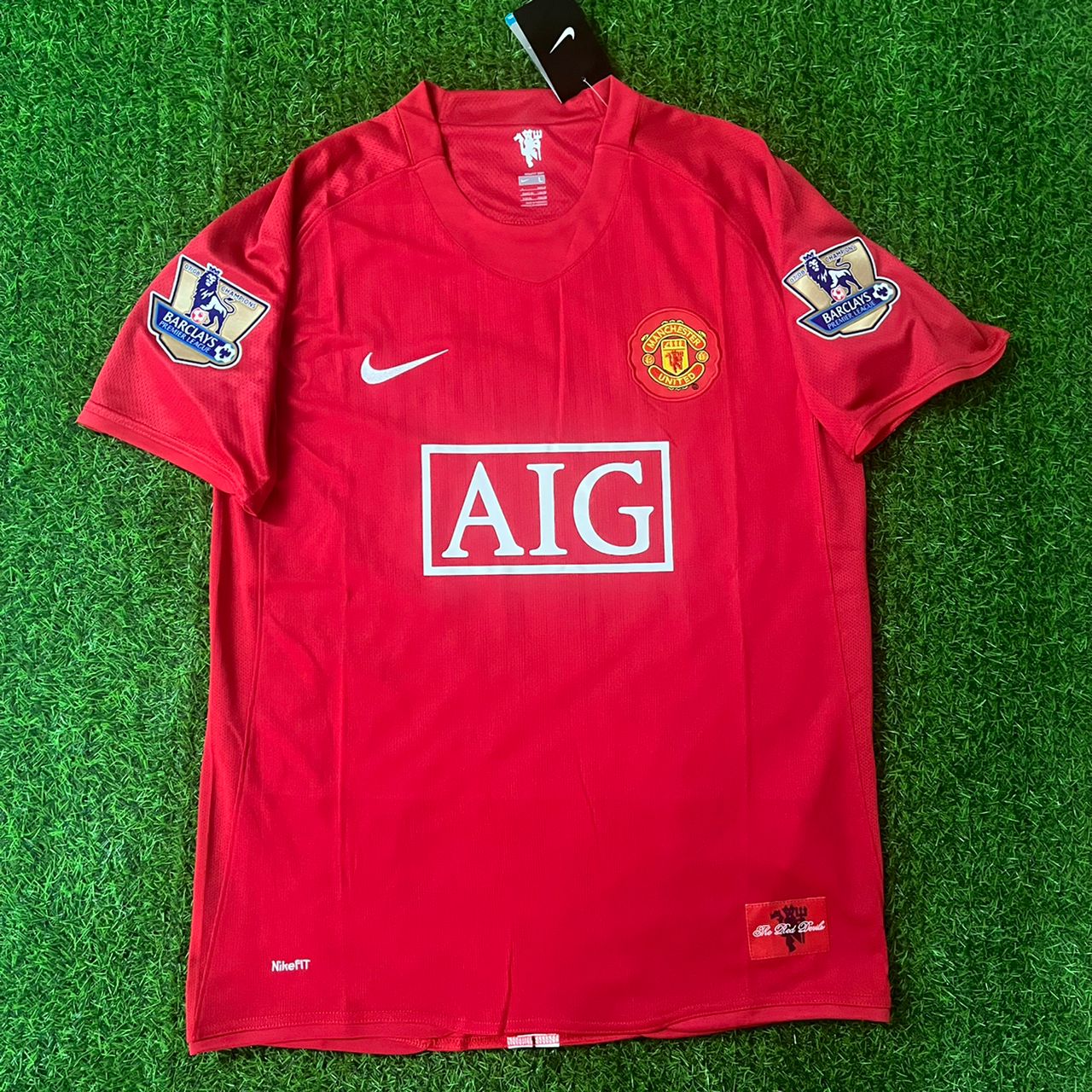 Nemanja Vidic Manchester United 2007 2008 EPL Retro Red Jersey Trikot
