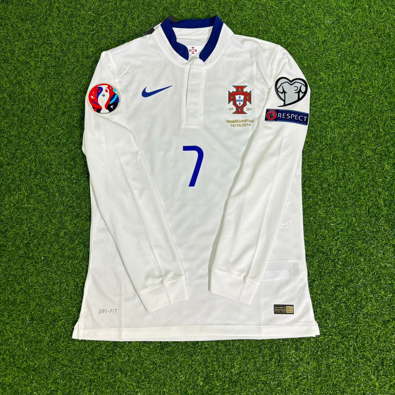 Cristiano Ronaldo Portugal EURO 2016 White Long Sleeve Retro Football Jersey