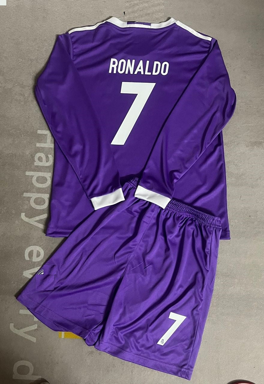 Cristiano Ronaldo Real Madrid Final Long Sleeve Kids Kit Jersey Soccer Shirt KinderTrikot