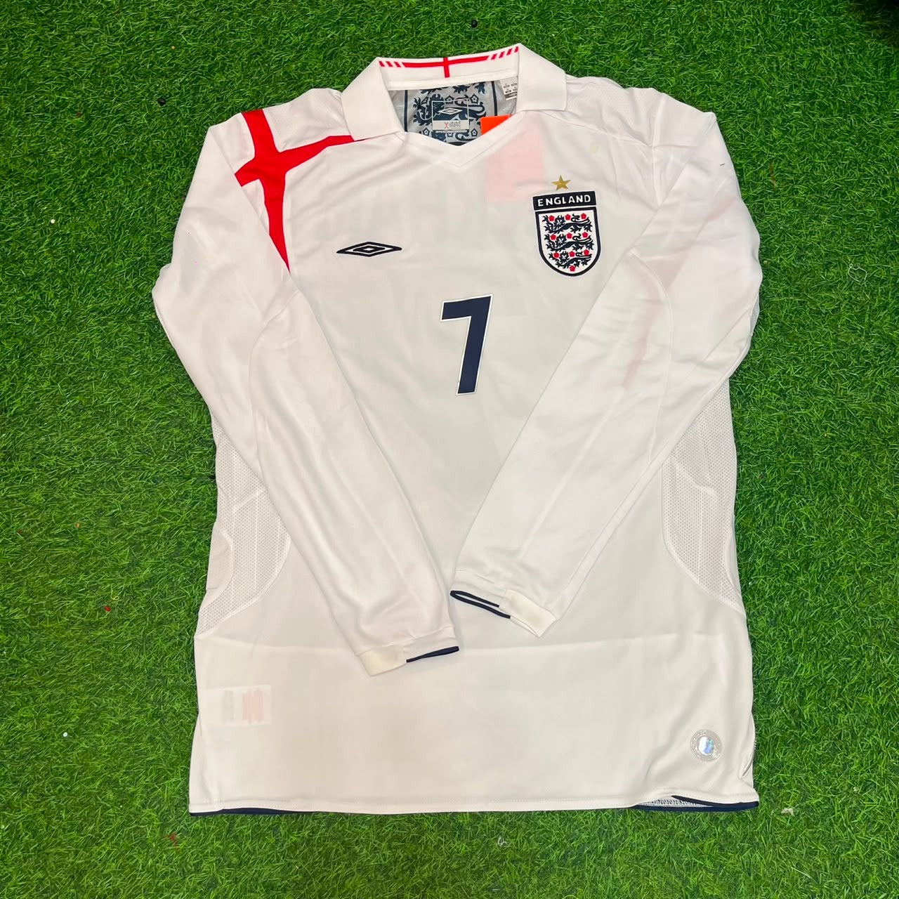 David Beckham #7 England World Cup 2006 Home Long Sleeve Retro Jersey