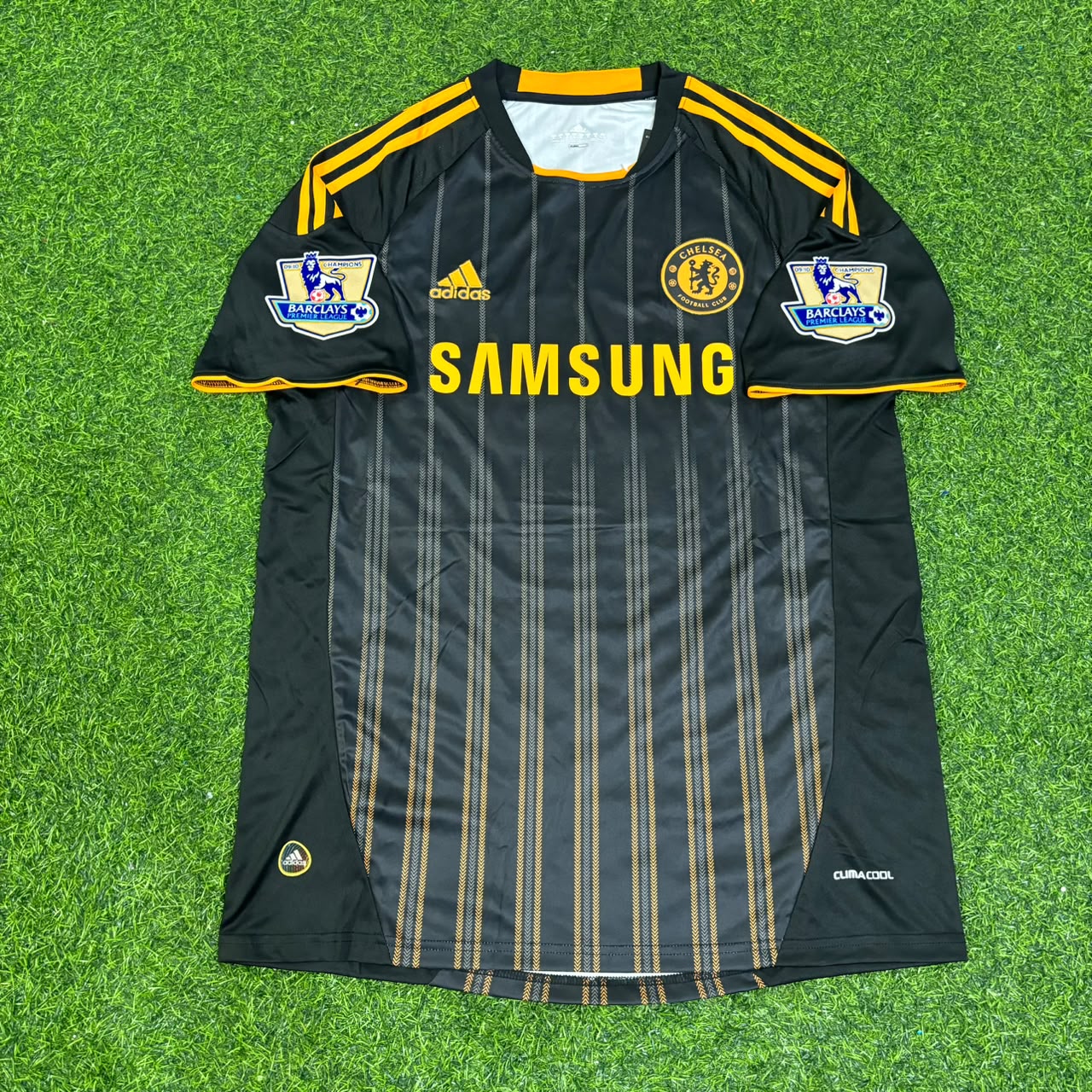 David Luiz #4 Chelsea 2010 2011 Away Retro Black Orange Football Jersey