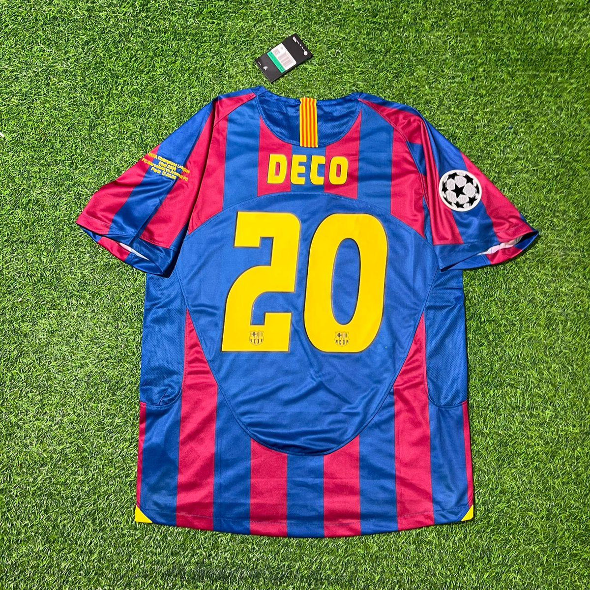 Maillot de football rétro à manches courtes Deco Barcelona Final 2006