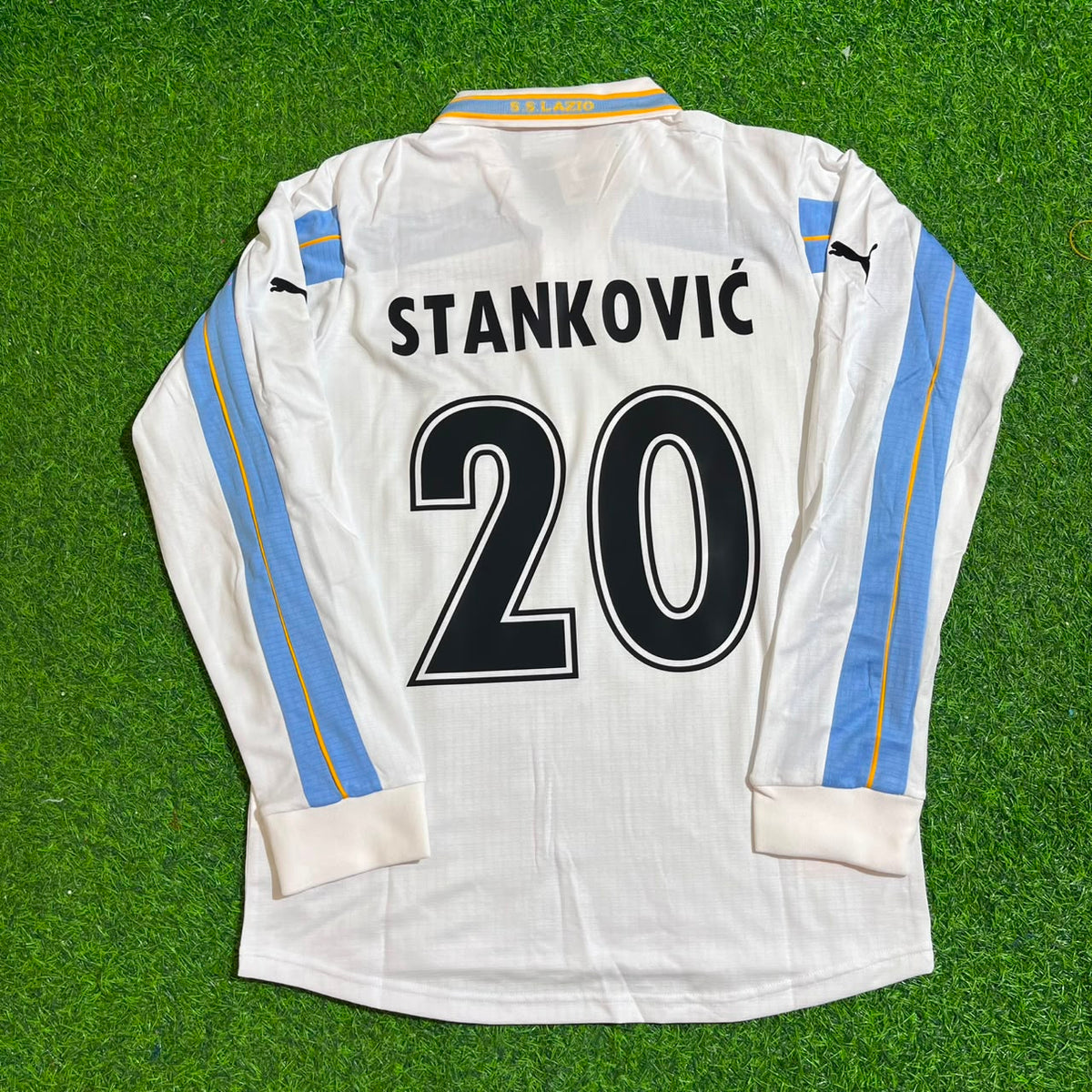 Dejan Stankovic Lazio 1999 2000 White Long Sleeve Retro Football Jersey Kit
