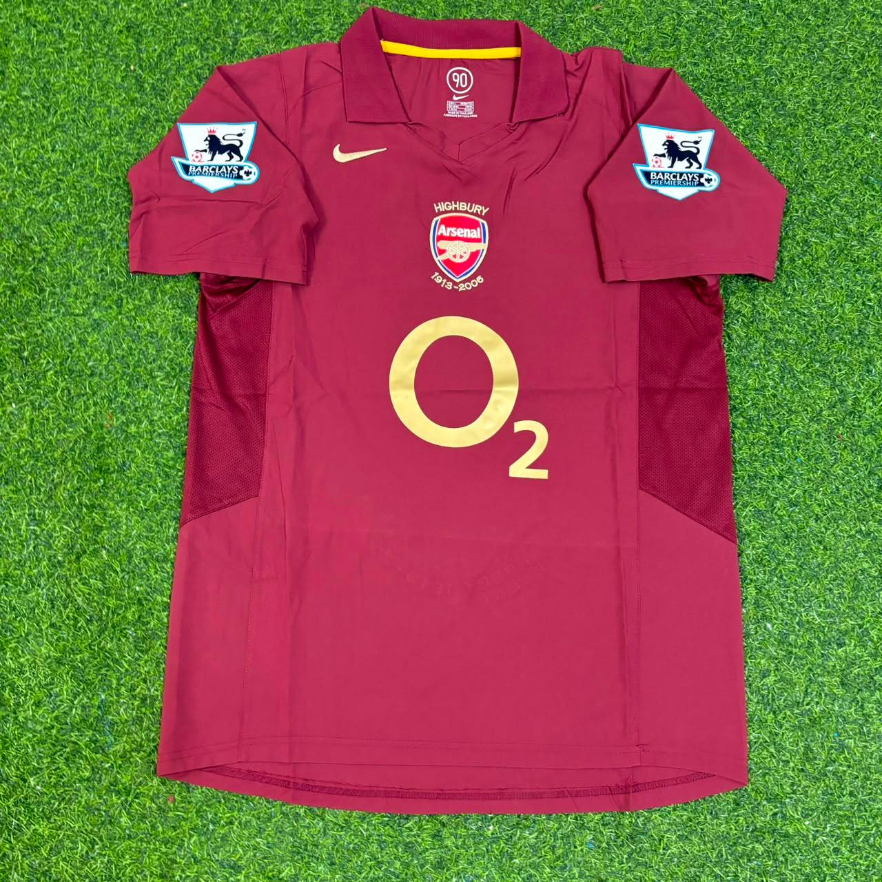 Dennis Bergkamp Arsenal 2006 Highbury Burguny Premier League Patch Retro Football Jersey