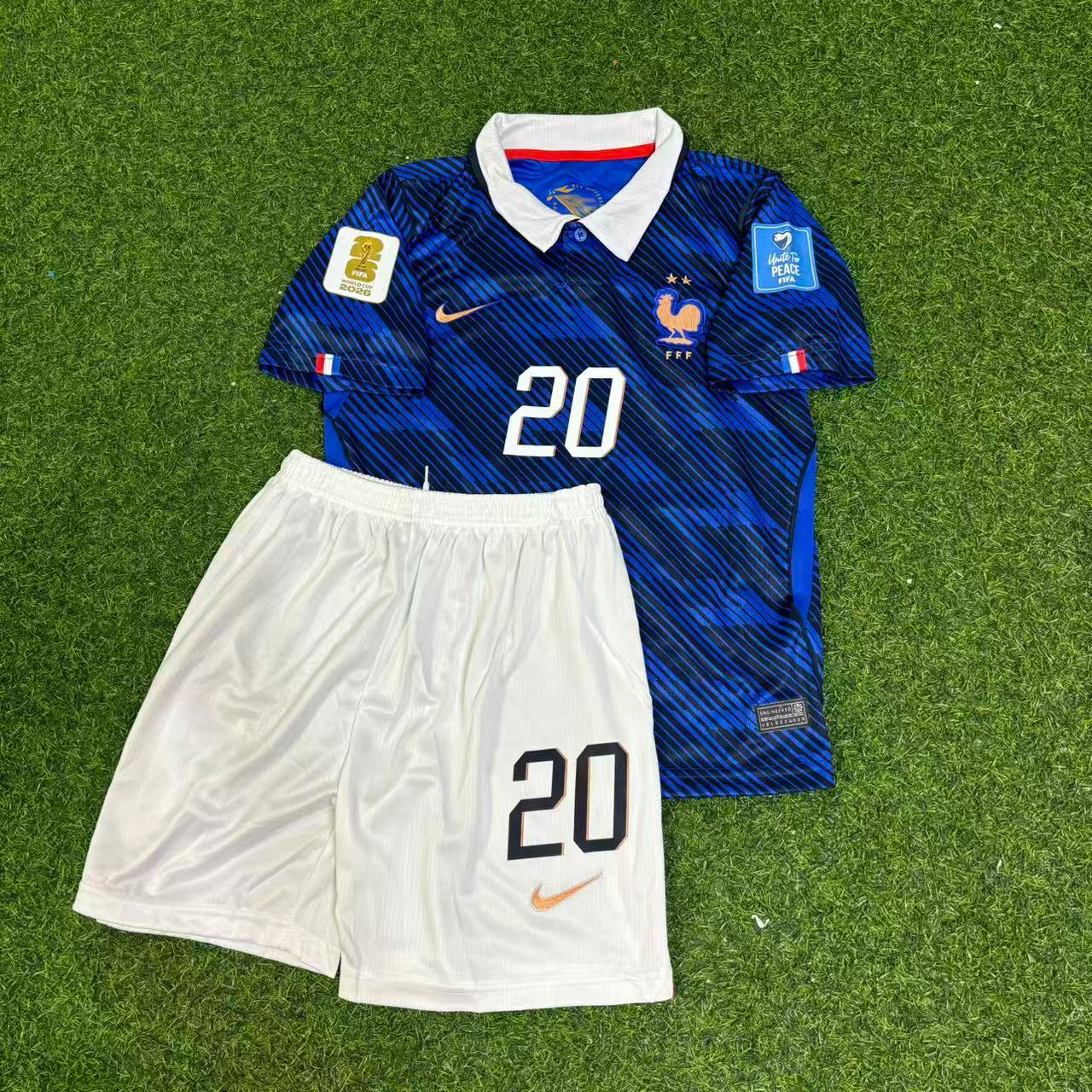 Desire Doue #20 France 2026 World Cup Home Kids Football Jersey