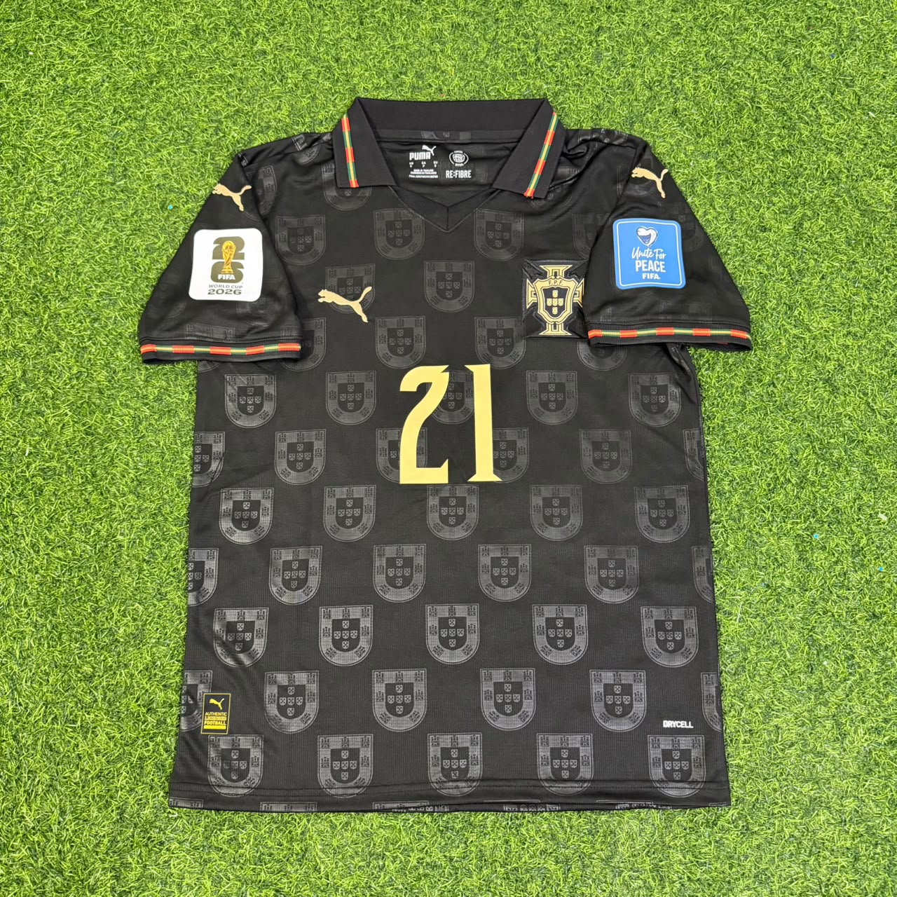 Diogo Jota #21 Portugal 2026 World Cup Black Football Jersey