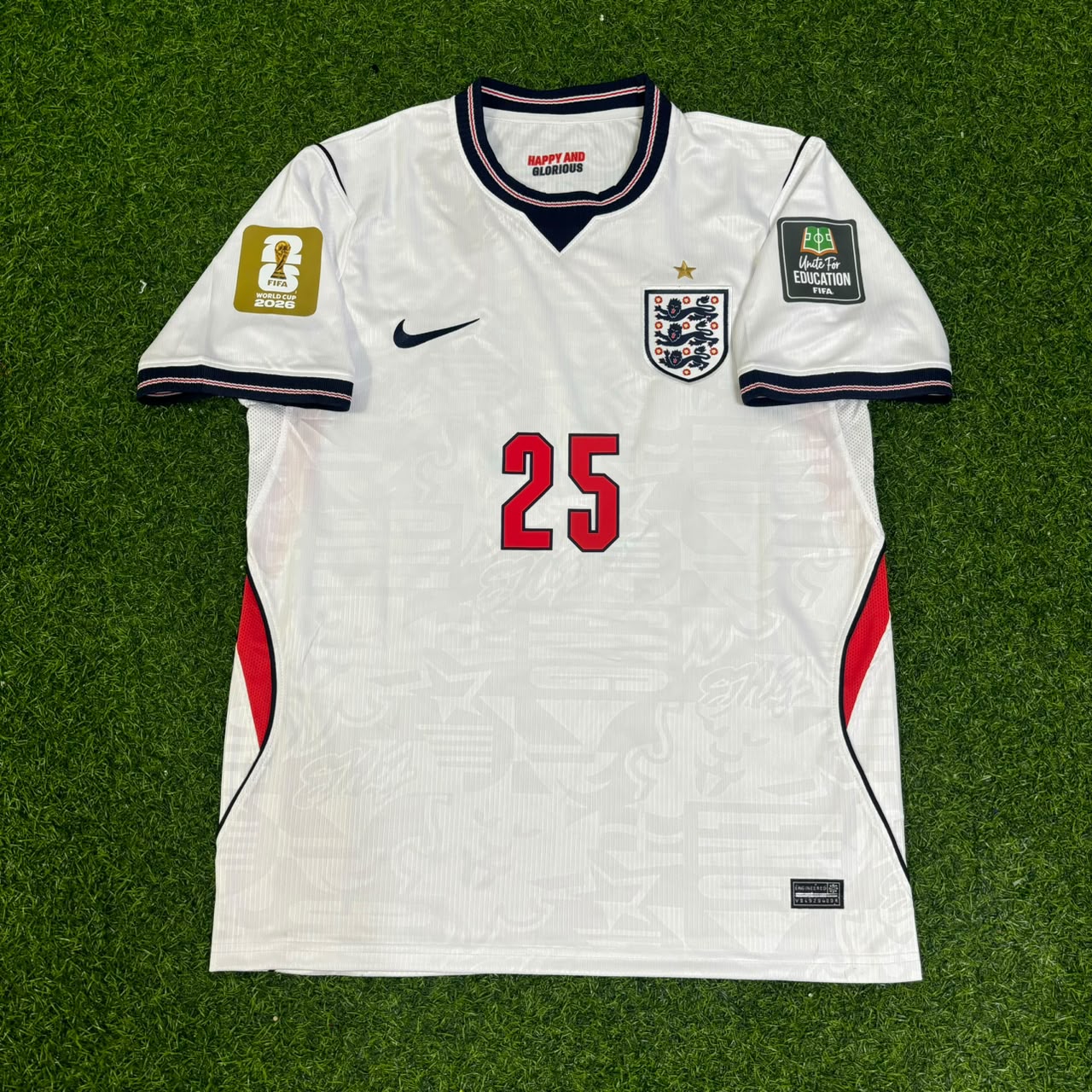 Djed Spence #25 England 2026 World Cup Home White Football Jersey