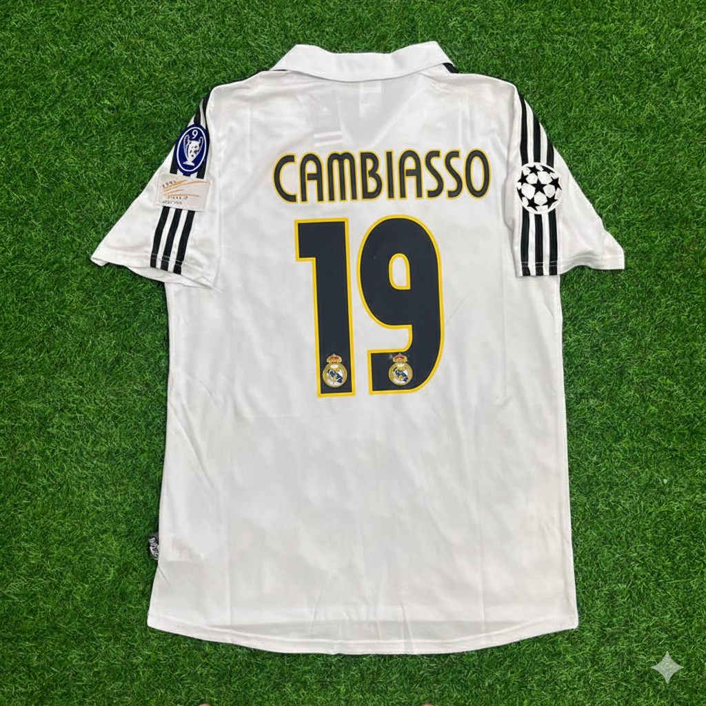 Esteban Cambiasso 19- Real Madrid 2003 2004 White Home Retro Jersey Shirt Trikot Maillot