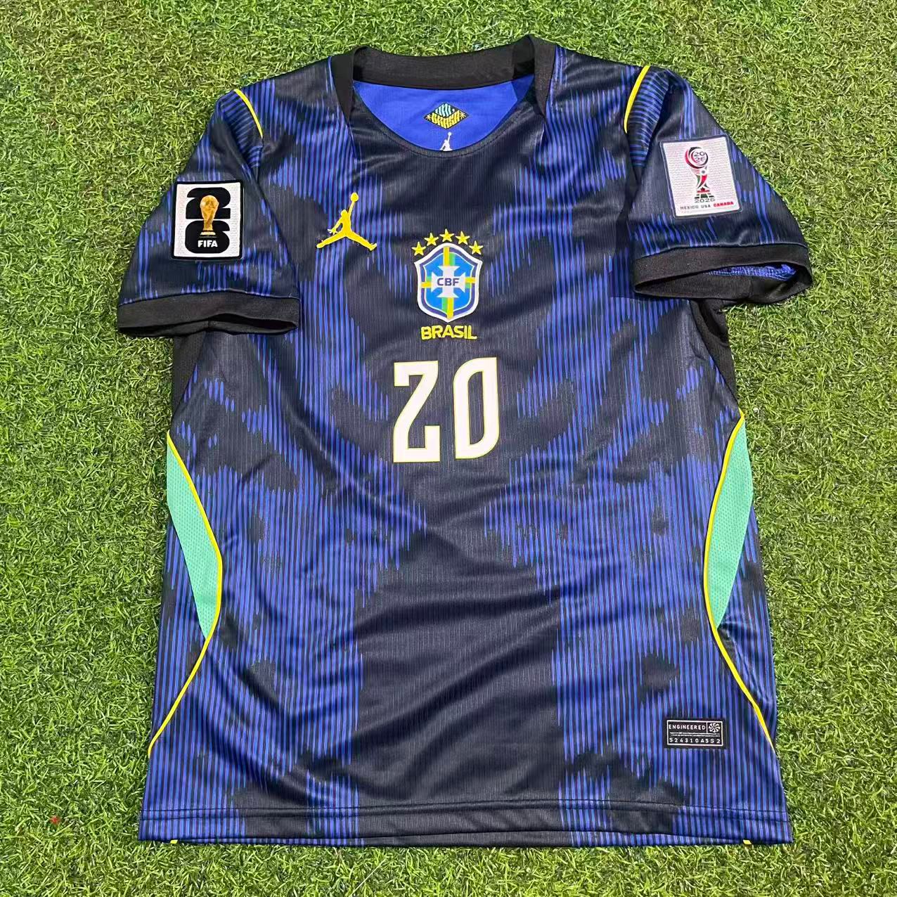 EstĂȘvĂŁo Willian 20# Brazil 2026 World Cup Long Sleeve Blue Away Jersey Trikot