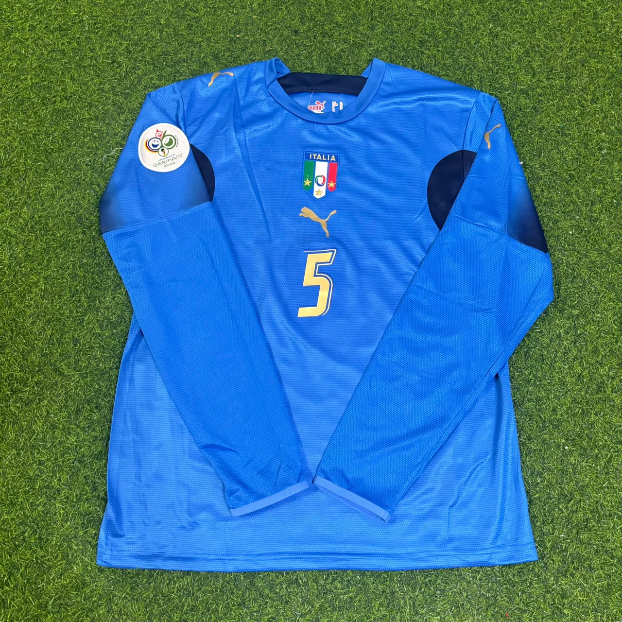 Fabio Cannavaro #5 Italy 2006 World Cup Final Long Sleeve Retro Jersey Maillot Trikot Maglia Soccer Shirt