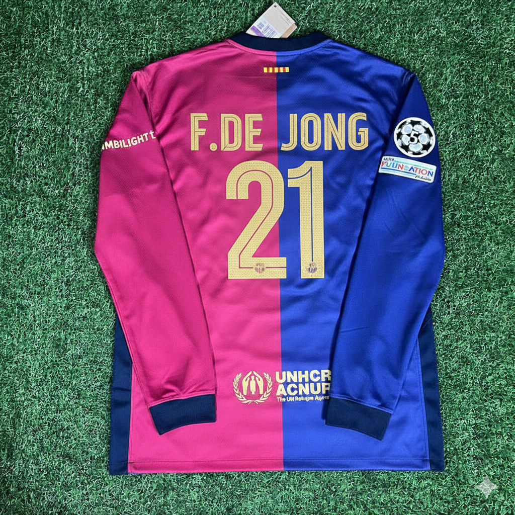 Frankie De Jong 21- Barcelona 2025 Champions League Long Sleeve Jersey Soccer Shirt