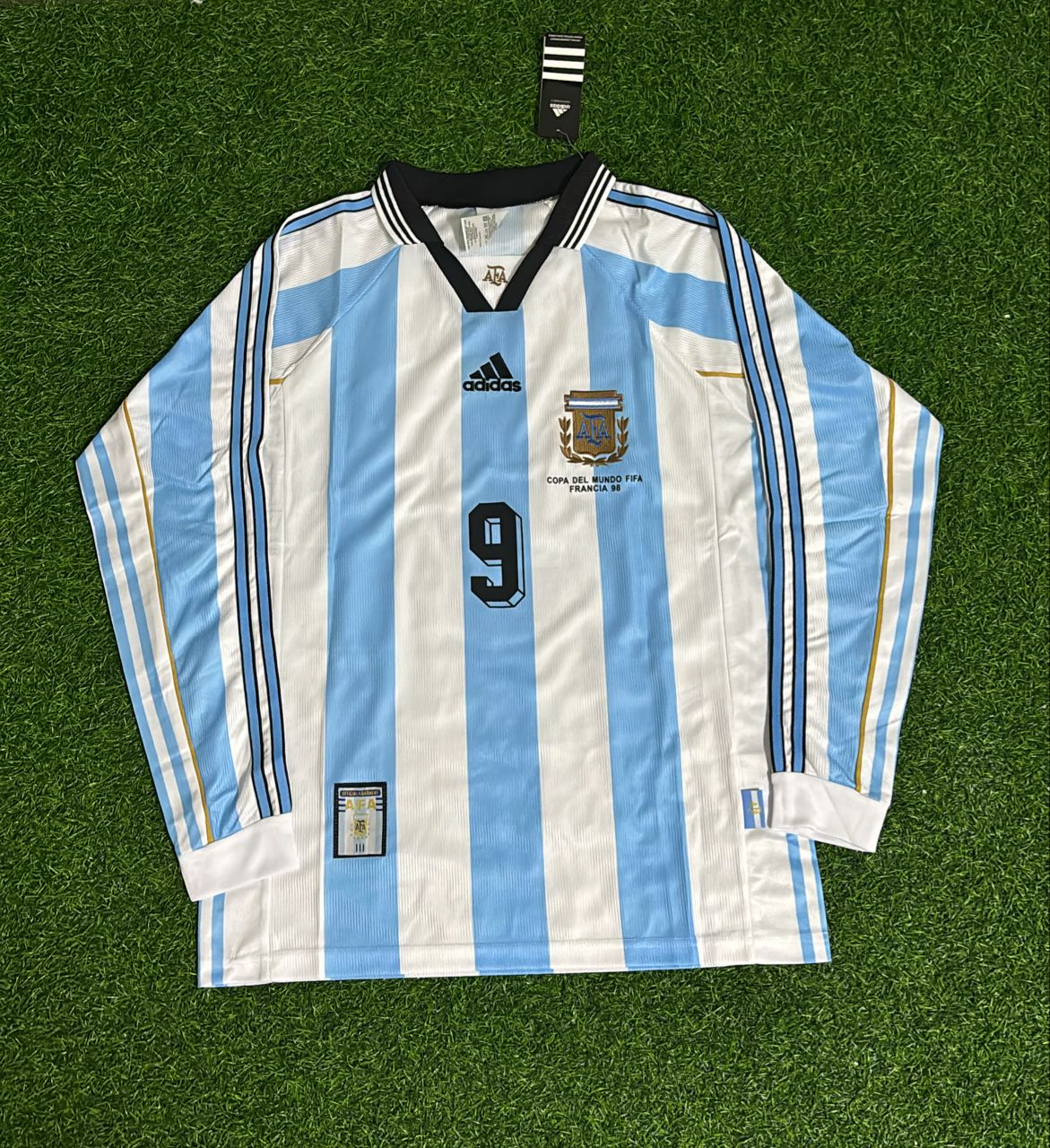 Gabriel Batistuta Argentina 1998 World Cup White Long Sleeve Retro Football Jersey Kit