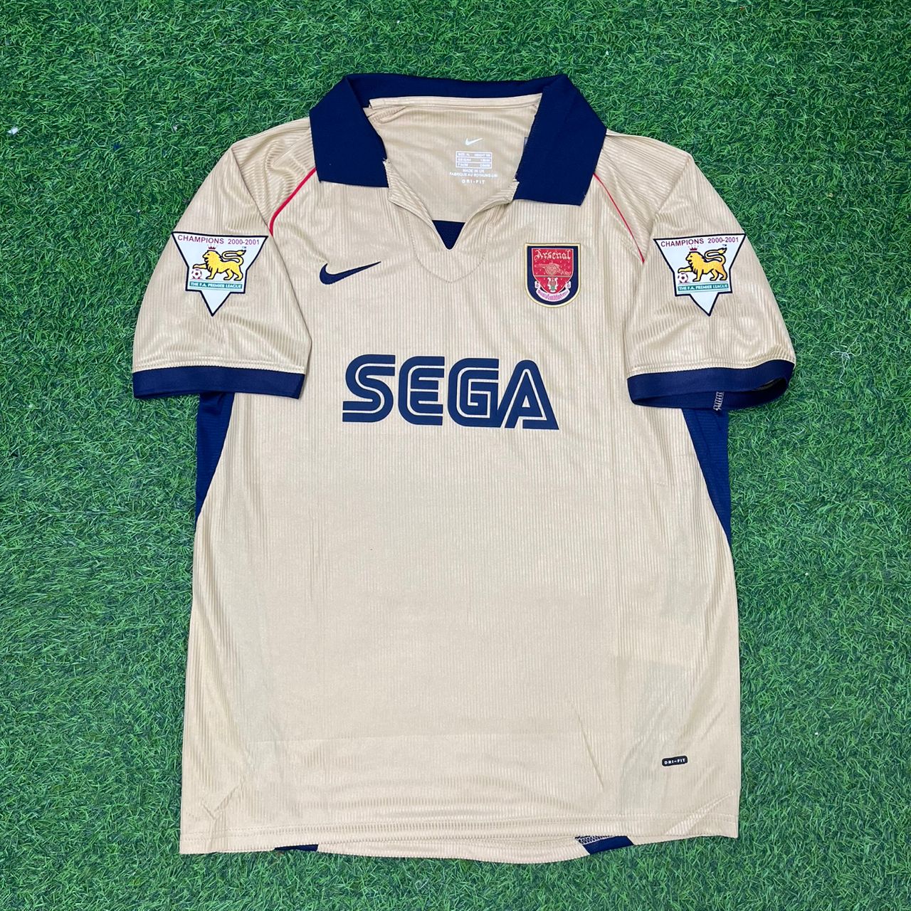 Giovanni van Bronckhorst Arsenal 2001-2002 Away Golden Retro Football Jersey