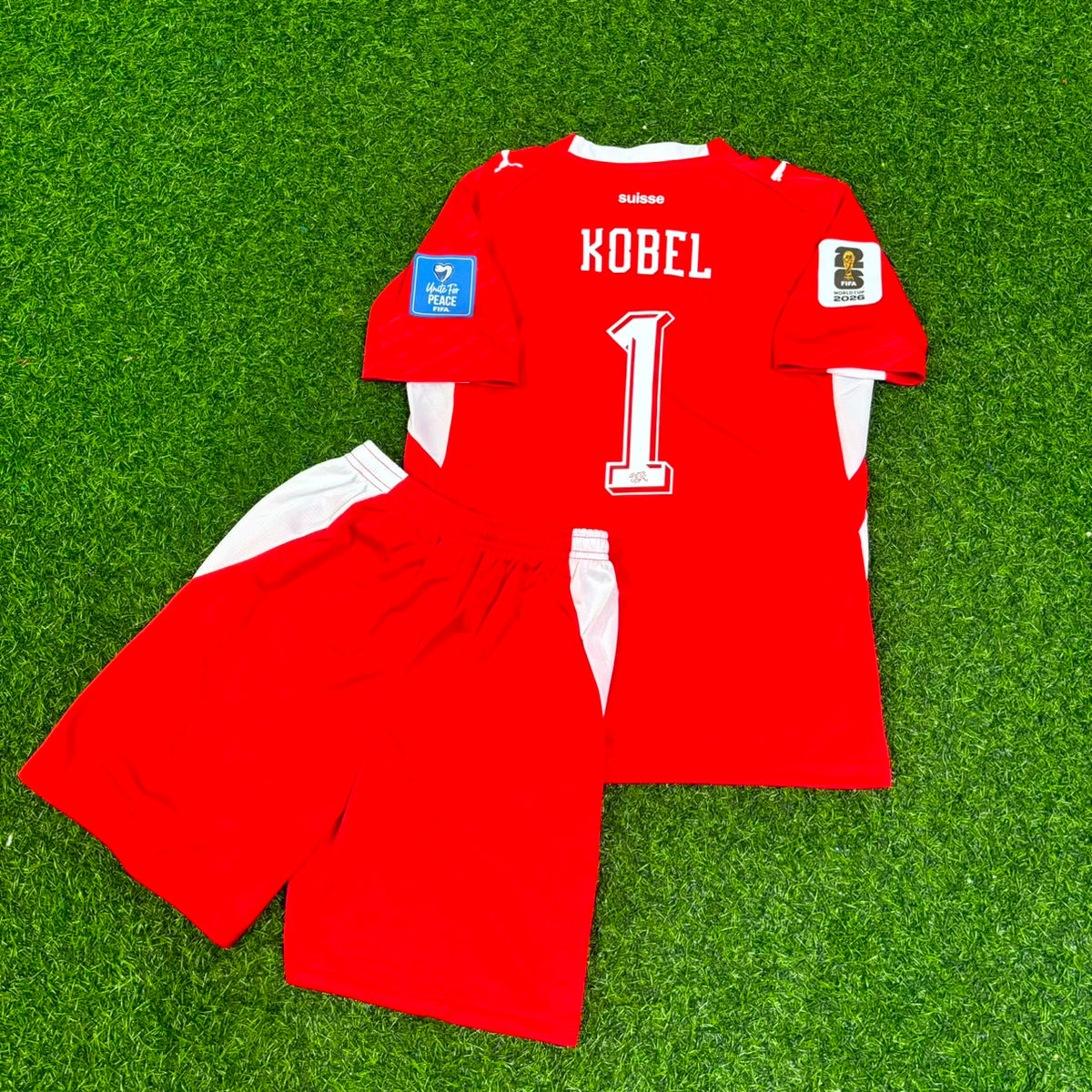 Gregor Kobel 1- Switzerland 2026 World Cup Kids Kit Jersey Trikot Maillot