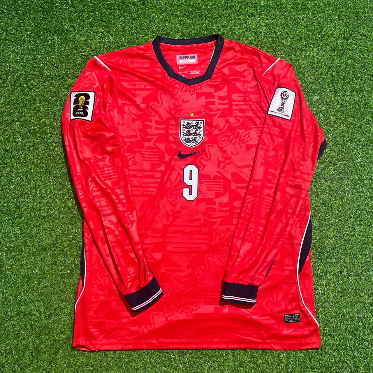 Harry Kane England 2026 World Cup Away Red Long Sleeve Football Jersey