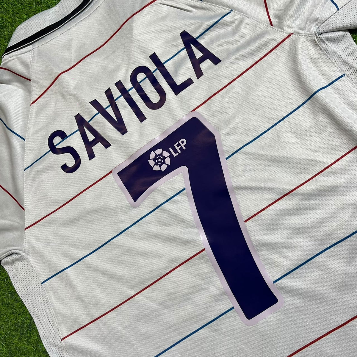 Javier Saviola #7 Barcelona 2003 2004 Away Long Sleeve Retro Football Jersey Kit
